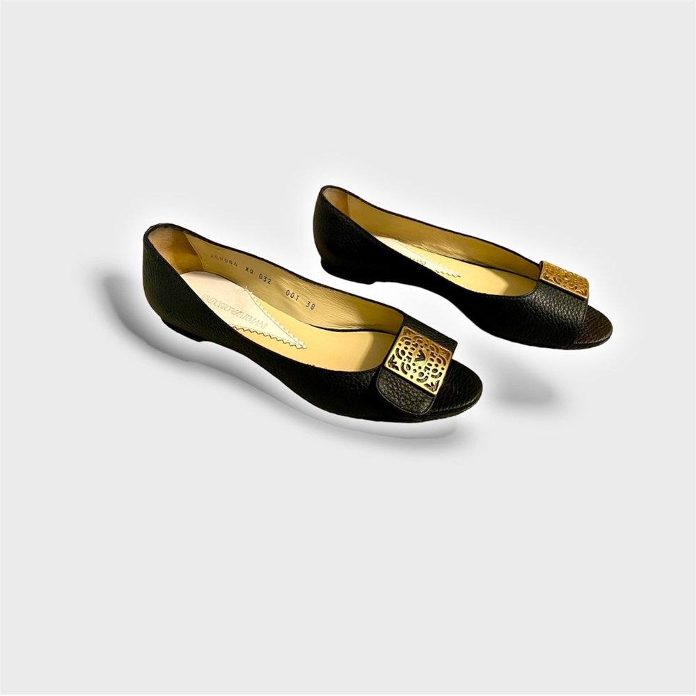 Authentic Emporio Armani Leather Ballet Flats Size EU 38/US 7.5 Made In Italy